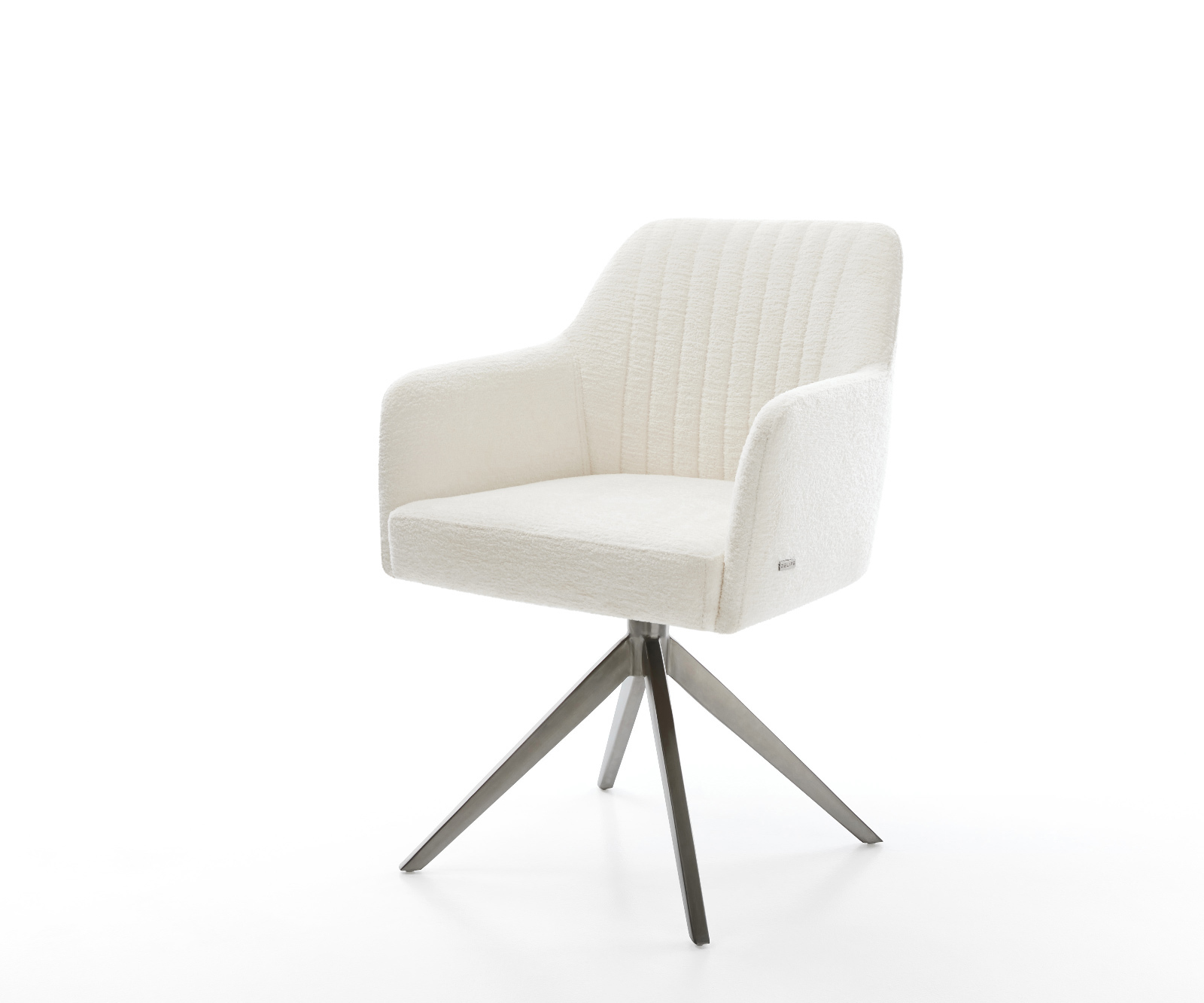 Jedálenská stolička Greg-Flex bouclé mäkký béžová krížová podstava široká grafitová 360° otočná hojdacia funkcia vrecková pružina