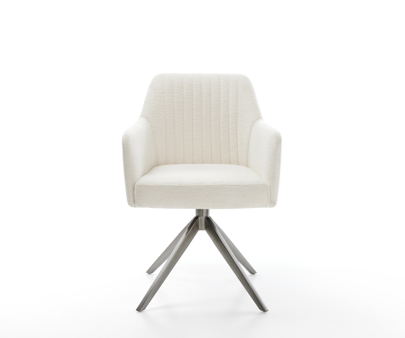 Jedálenská stolička Greg-Flex bouclé mäkký béžová krížová podstava široká grafitová 360° otočná hojdacia funkcia vrecková pružina - Image 2