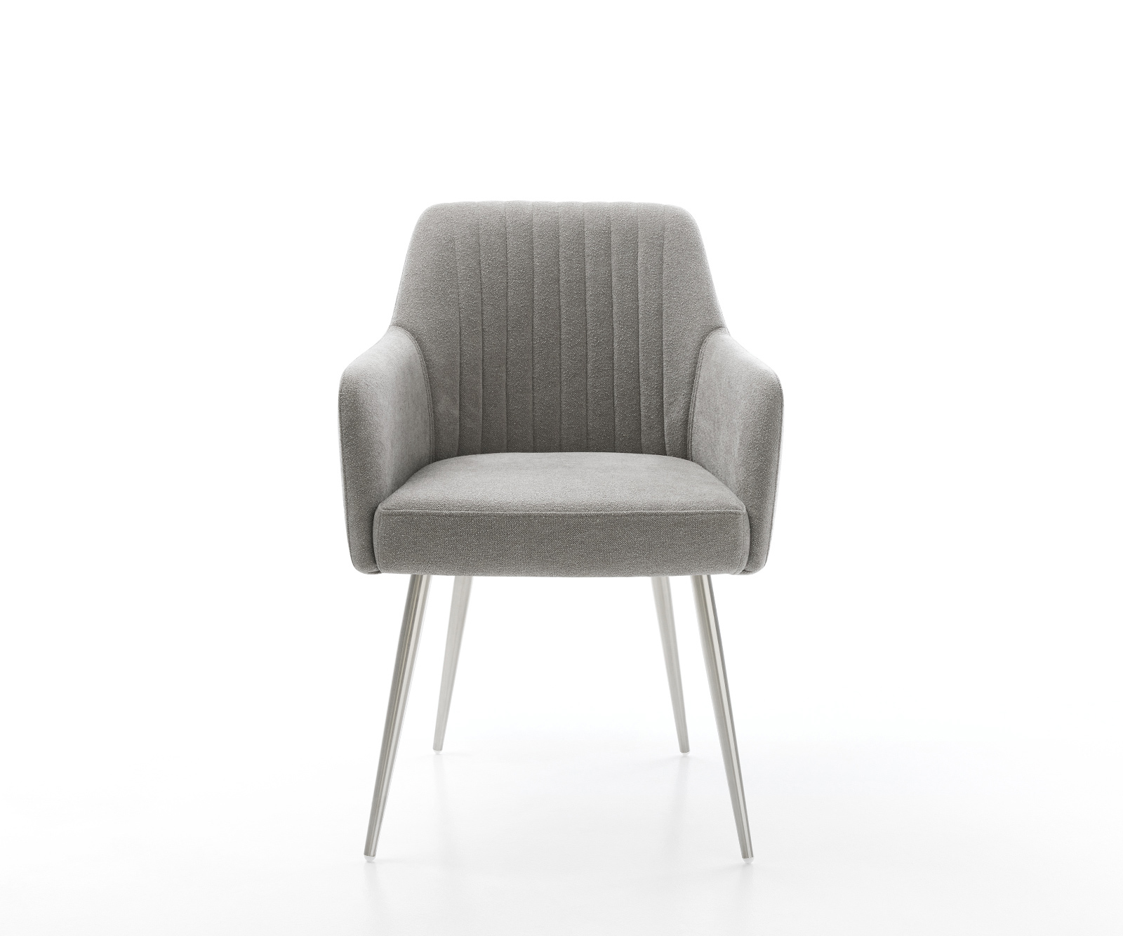 Jedálenská stolička Greg-Flex štruktúrovaná látka mäkký sivá 4-nohá zúžená nerezová oceľ vrecková pružina - Image 2