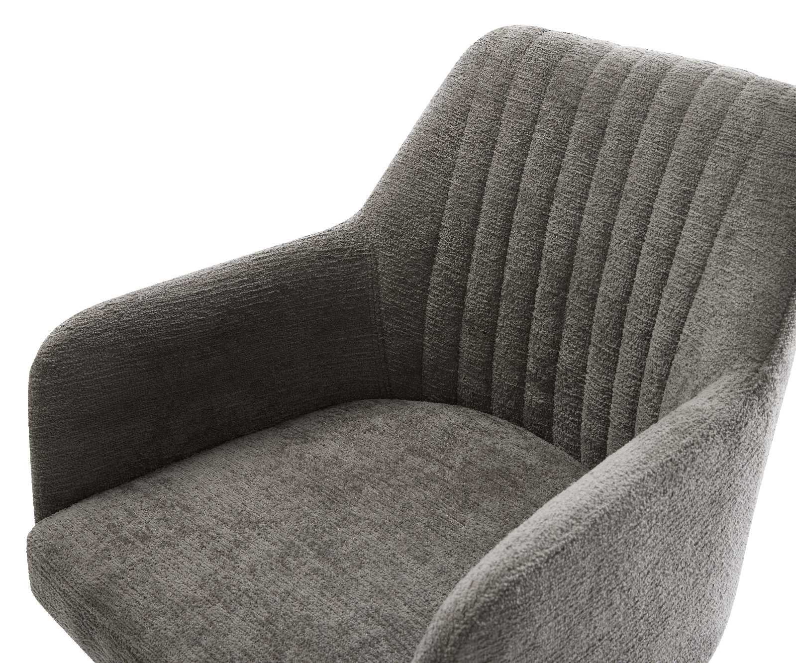 Jedálenská stolička Greg-Flex bouclé mäkký tmavobéžová 4-nohá zúžená nerezová oceľ vrecková pružina - Image 4