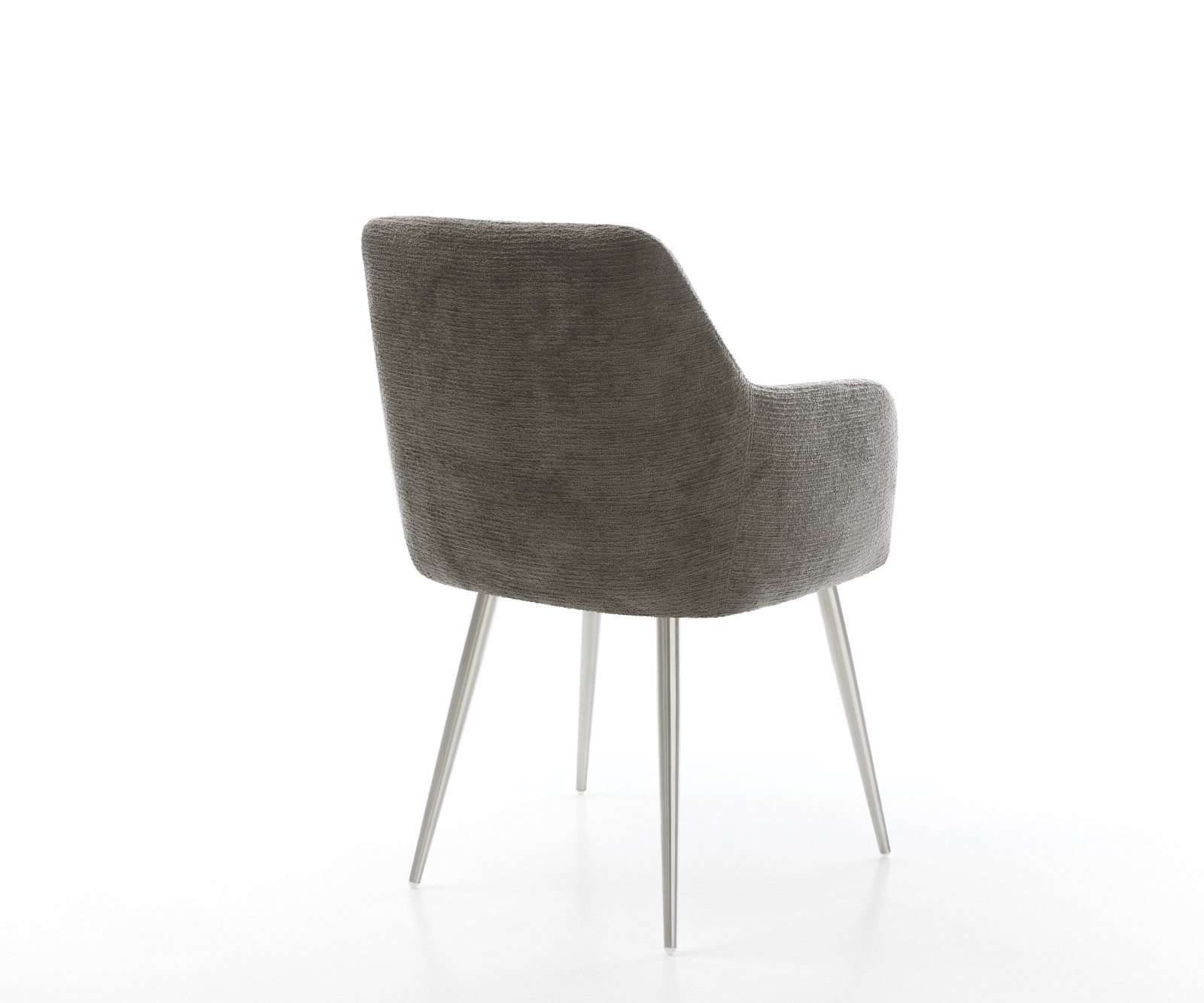 Jedálenská stolička Greg-Flex bouclé mäkký tmavobéžová 4-nohá zúžená nerezová oceľ vrecková pružina - Image 5