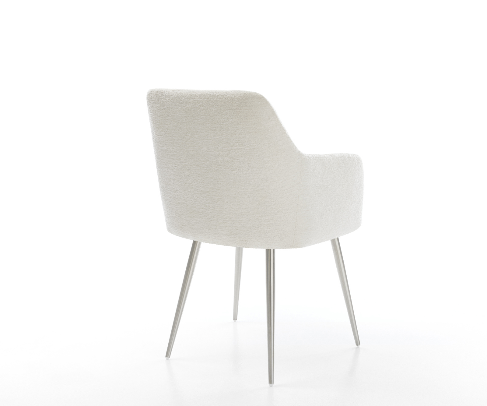 Jedálenská stolička Greg-Flex bouclé mäkký béžová 4-nohá zúžená nerezová oceľ vrecková pružina - Image 5