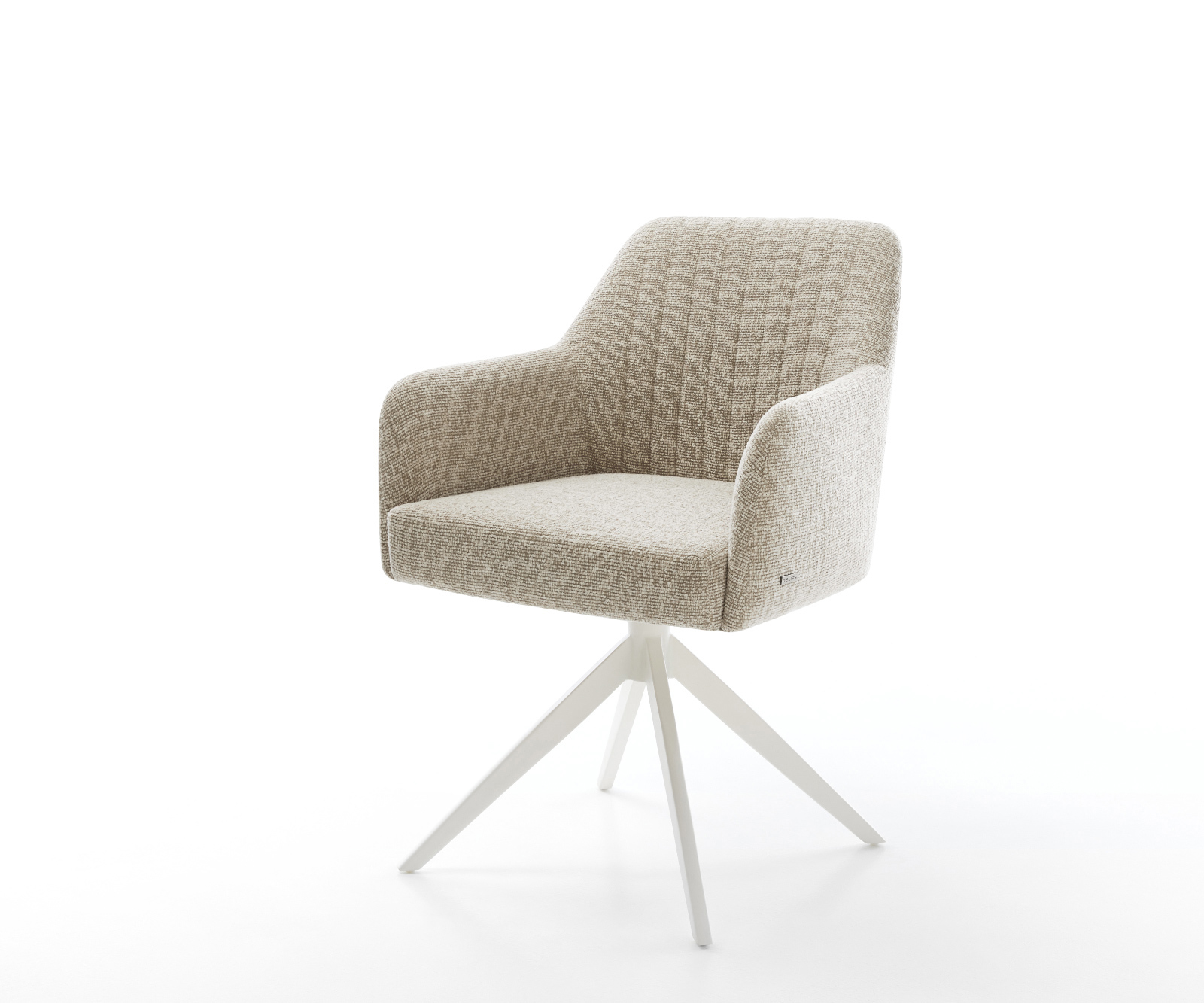 Jedálenská stolička Greg-Flex tkanina mäkká béžová krížová podstava široká biela 360° otočný hojdacia funkcia vrecková pružina