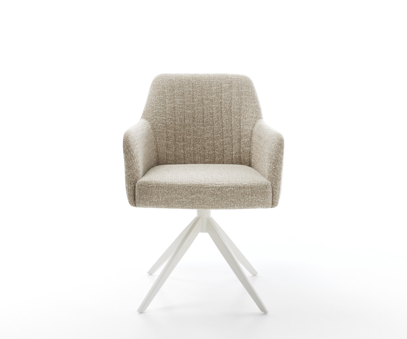 Jedálenská stolička Greg-Flex tkanina mäkká béžová krížová podstava široká biela 360° otočný hojdacia funkcia vrecková pružina - Image 2