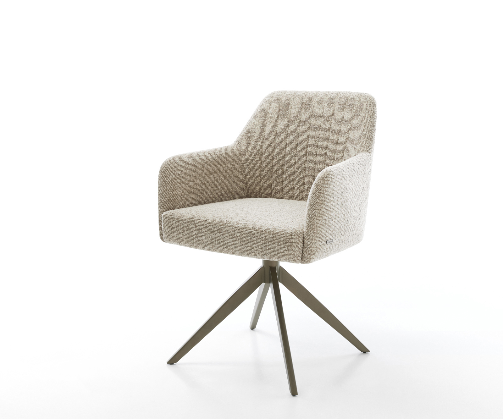 Jedálenská stolička Greg-Flex tkanina mäkký béžová krížová podstava široká titánová farba 360° otočný hojdacia funkcia vrecková pružina