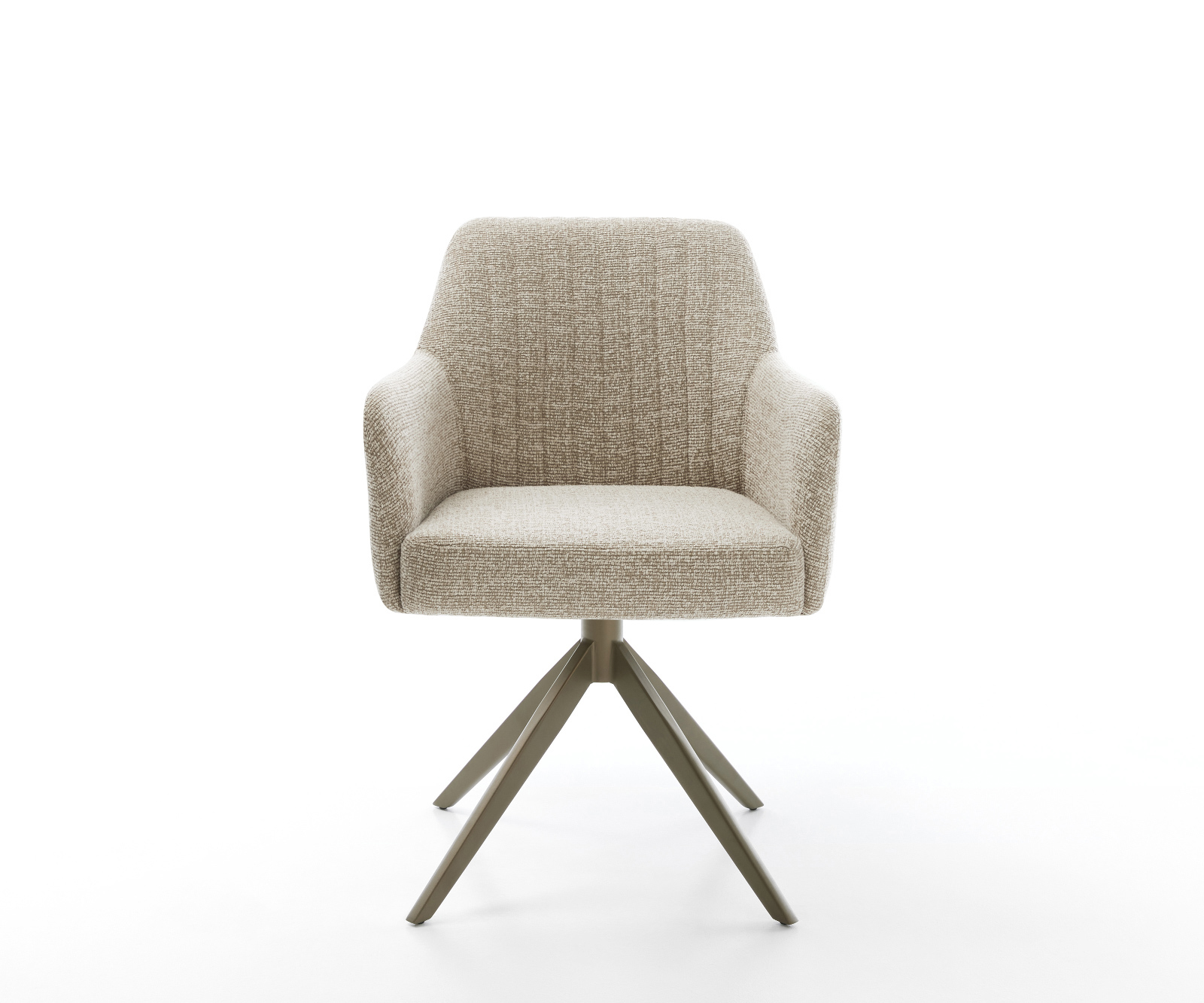 Jedálenská stolička Greg-Flex tkanina mäkký béžová krížová podstava široká titánová farba 360° otočný hojdacia funkcia vrecková pružina - Image 2