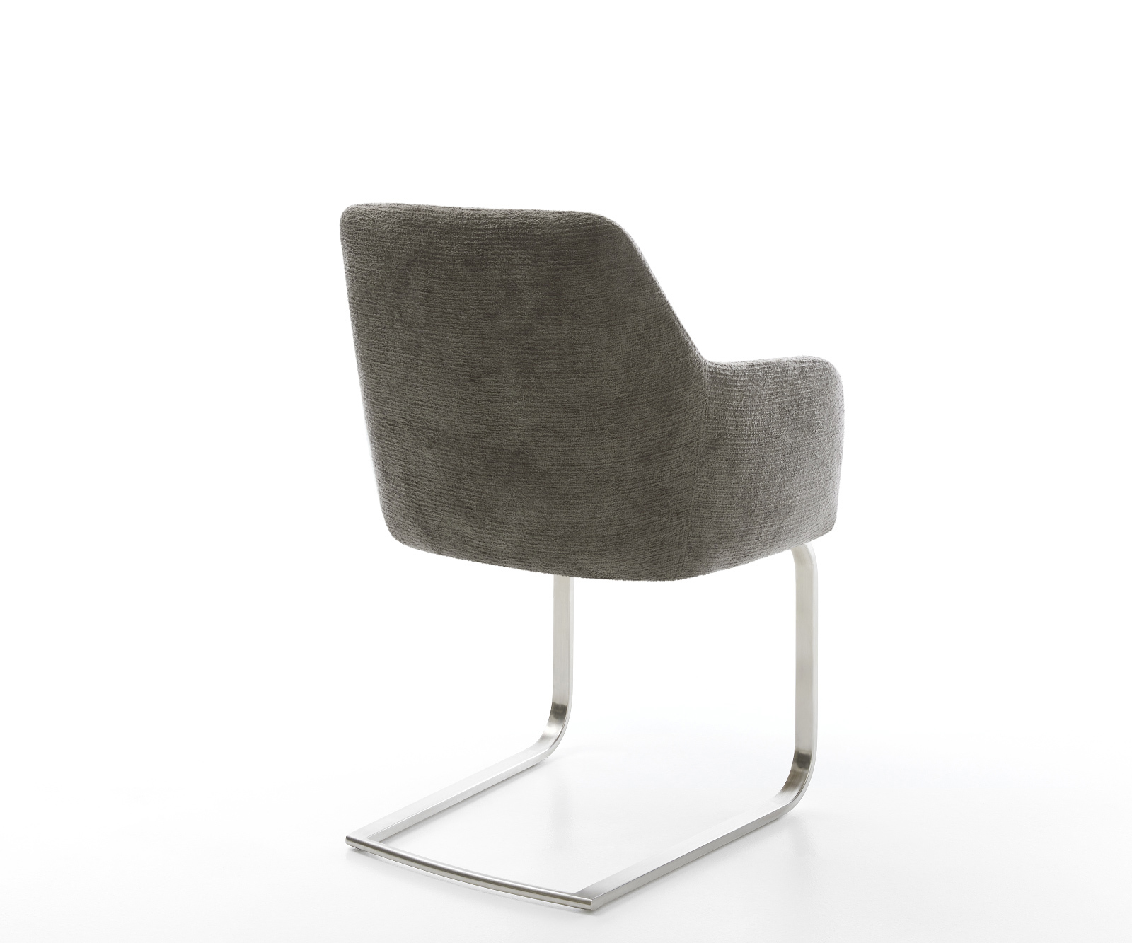 Konzolová jedálenská stolička Greg-Flex bouclé mäkký tmavobéžová konzolová jedálenská stolička plochý nerezová oceľ vrecková pružina - Image 5