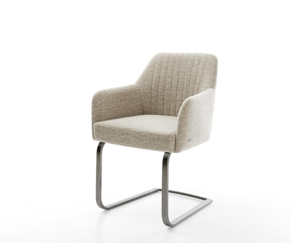 Konzolová jedálenská stolička Greg-Flex tkanina mäkký béžová konzolová jedálenská stolička plochý grafit vrecková pružina