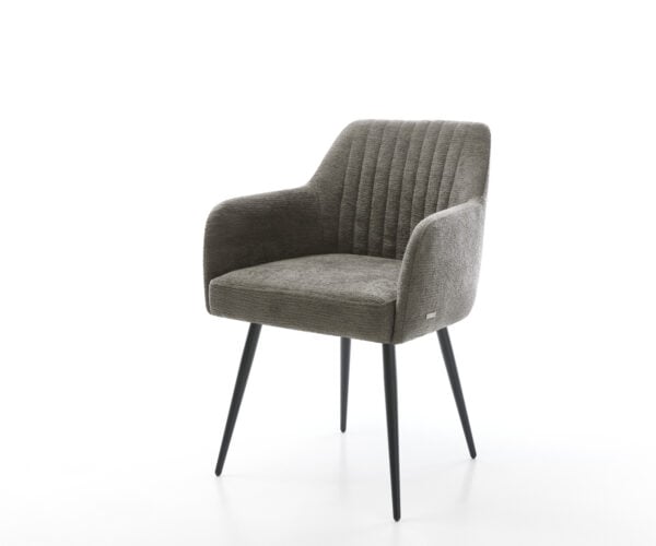 Jedálenská stolička Greg-Flex bouclé mäkký tmavobéžová 4-nohá zúžená čierna vrecková pružina