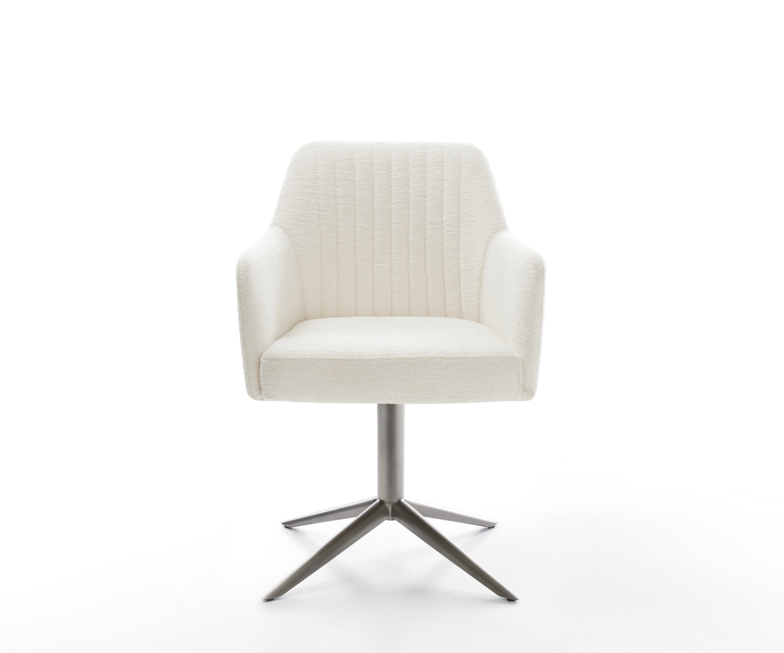 Jedálenská stolička Greg-Flex bouclé mäkký béžová krížová podstava grafitová 360° otočný hojdacia funkcia vrecková pružina - Image 2