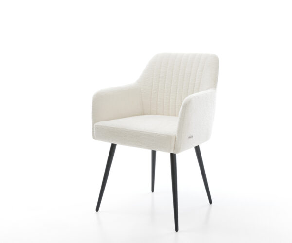 Jedálenská stolička Greg-Flex bouclé mäkký béžová 4-nohá zúžená čierna vrecková pružina