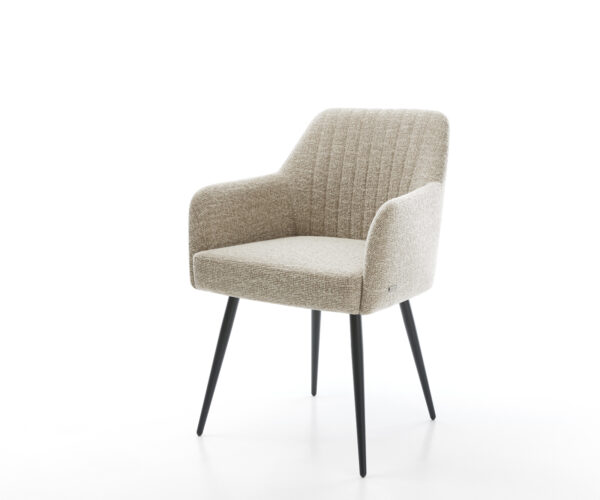 Jedálenská stolička Greg-Flex tkanina mäkký béžová 4-nohá zúžená čierna vrecková pružina