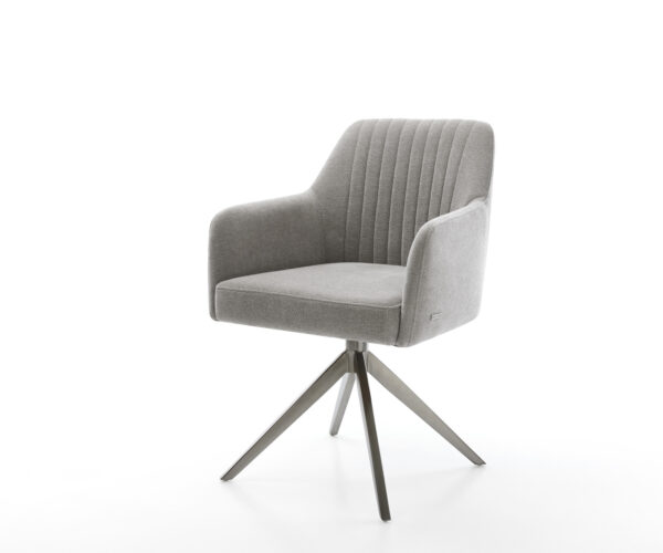 Jedálenská stolička Greg-Flex štruktúrovaná látka mäkký sivá krížová podstava široká grafitová 360° otočná hojdacia funkcia vrecková pružina