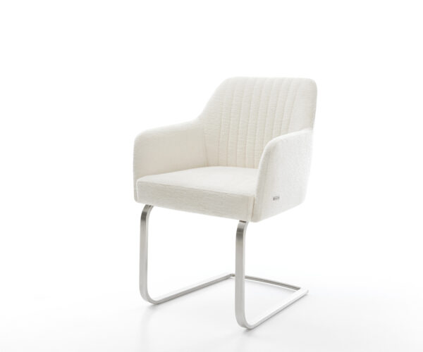 Konzolová jedálenská stolička Greg-Flex bouclé mäkký béžová konzolová jedálenská stolička plochá nerezová oceľ vrecková pružina