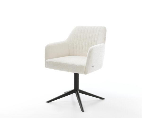 Jedálenská stolička Greg-Flex bouclé mäkký béžová čierna krížová podstava 360° otočný hojdacia funkcia vrecková pružina