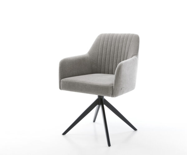 Jedálenská stolička Greg-Flex štruktúrovaná látka mäkký sivá krížová podstava široká čierna 360° otočná hojdacia funkcia vrecková pružina