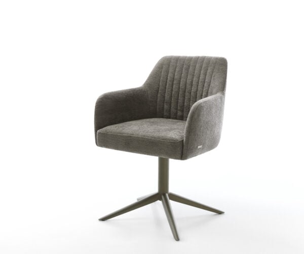 Jedálenská stolička Greg-Flex bouclé mäkký tmavobéžová podstava efektové prevedenie titán otočný o 360° hojdacia funkcia vrecková pružina