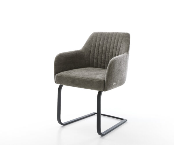 Konzolová jedálenská stolička Greg-Flex bouclé mäkký tmavobéžová konzolová jedálenská stolička plochý čierna vrecková pružina