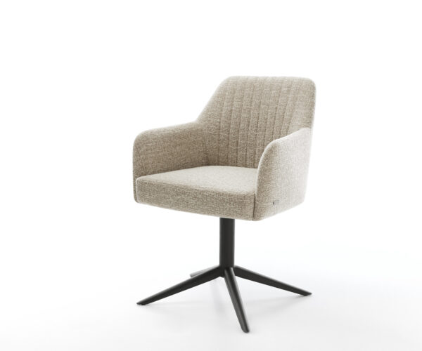 Jedálenská stolička Greg-Flex tkanina mäkký béžová čierna krížová podstava 360° otočný hojdacia funkcia vrecková pružina