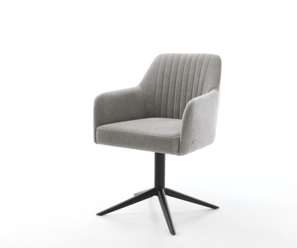 Jedálenská stolička Greg-Flex štruktúrovaná látka mäkký sivá krížová podstava čierna 360° otočný hojdacia funkcia vrecková pružina