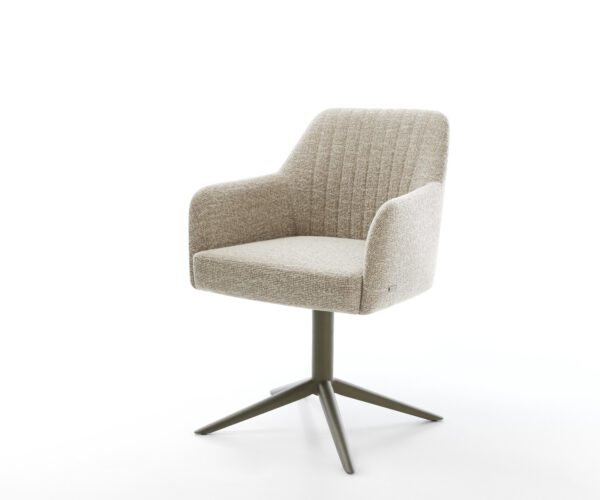 Jedálenská stolička Greg-Flex tkanina mäkký béžová podstava titánová farba 360° otočný hojdacia funkcia vrecková pružina