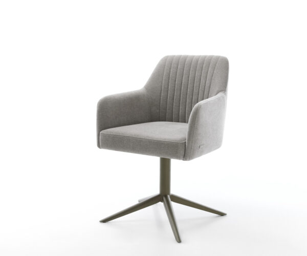 Jedálenská stolička Greg-Flex štruktúrovaná látka mäkký sivá krížová podstava titánová farba 360° otočný hojdacia funkcia vrecková pružina