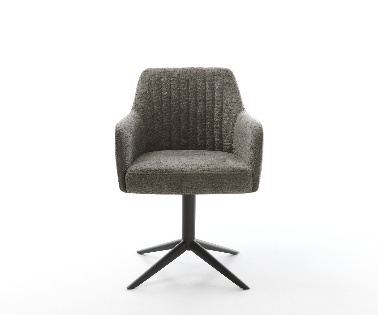 Jedálenská stolička Greg-Flex bouclé mäkký tmavobéžová čierna krížová podstava 360° otočný hojdacia funkcia vrecková pružina - Image 2