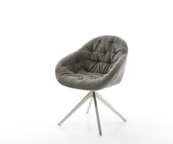 Jedálenská stolička Gaio-Flex bouclé mäkký tmavobéžová krížová podstava široká nerezová oceľ 360° otočný hojdacia funkcia