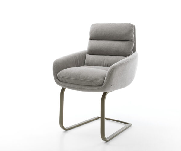 Konzolová jedálenská stolička Abelia-Flex s opierkami texturovaná látka mäkká sivá konzolová jedálenská stolička plochá titánová farba