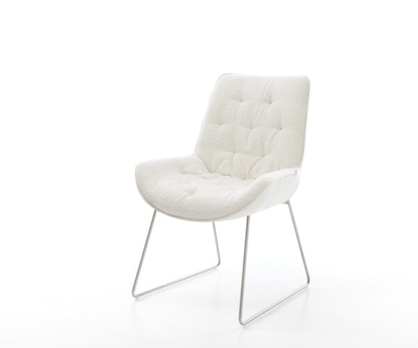 Jedálenská stolička Taimi-Flex bouclé mäkký béžová tenká podstava nerezová oceľ