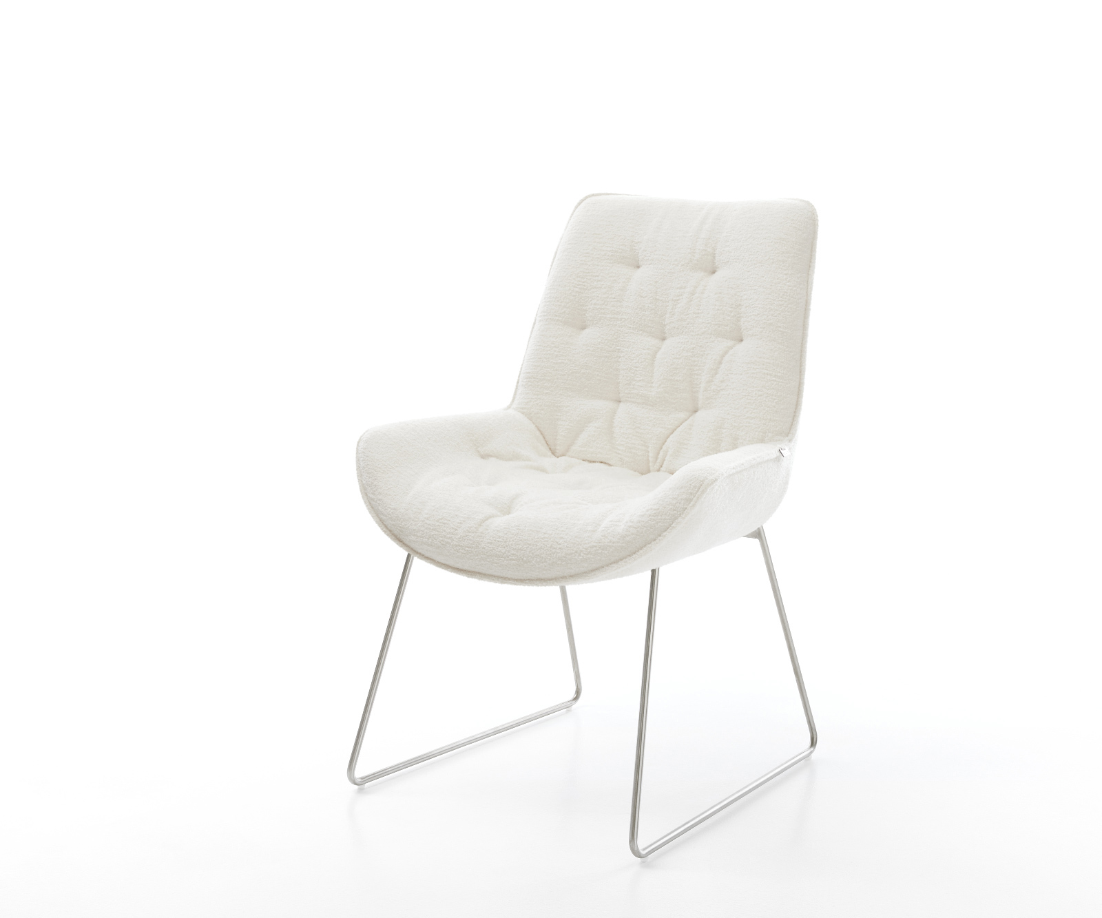 Jedálenská stolička Taimi-Flex bouclé mäkký béžová tenká podstava nerezová oceľ