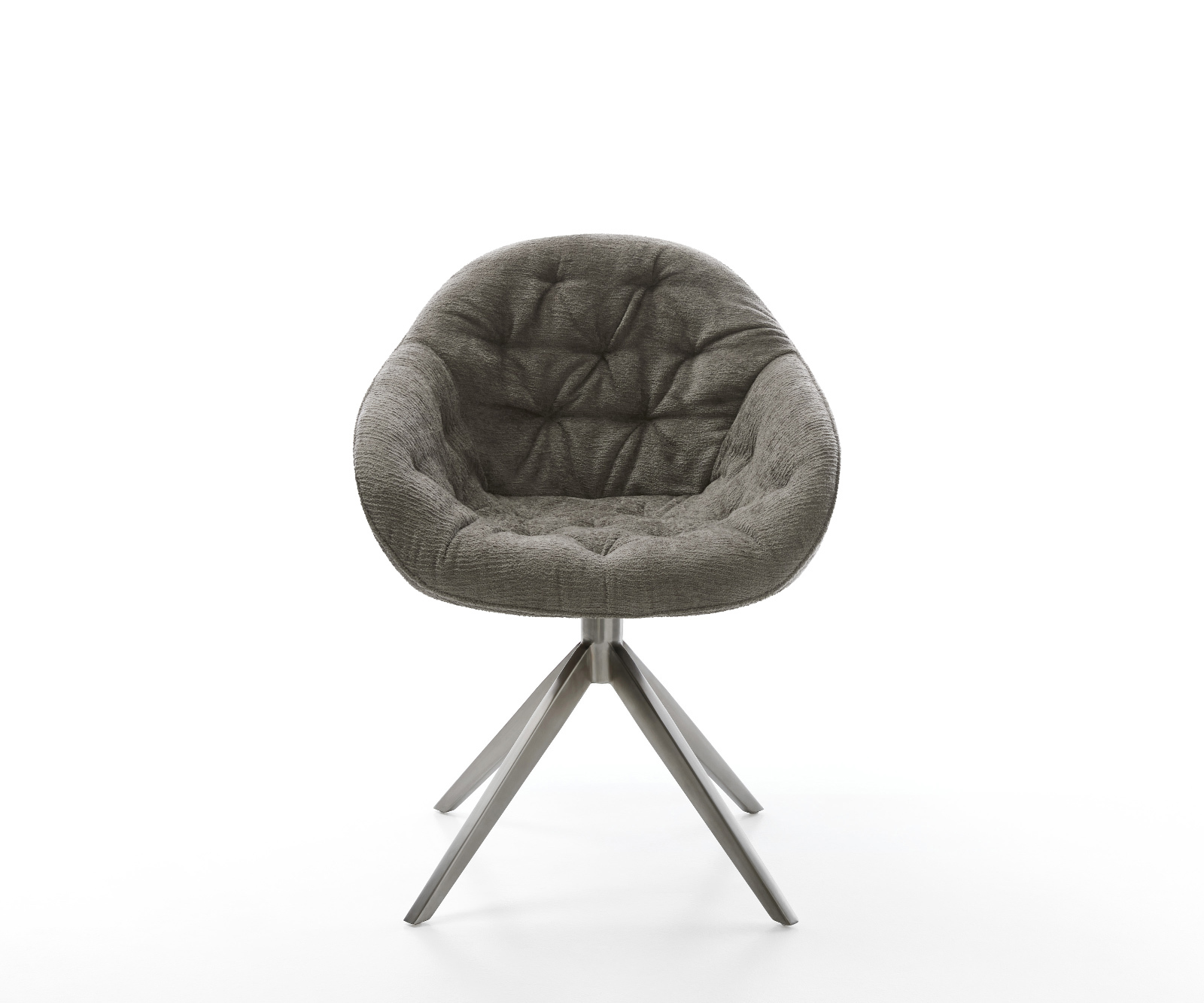 Jedálenská stolička Gaio-Flex bouclé mäkký tmavobéžová krížová podstava široká grafitová 360° otočná s hojdacou funkciou - Image 2