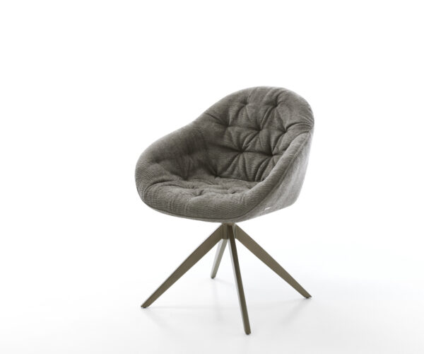 Jedálenská stolička Gaio-Flex bouclé mäkký tmavobéžová krížová podstava široká titánová farba 360° otočná hojdacia funkcia