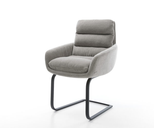 Konzolová jedálenská stolička Abelia-Flex s opierkami texturovaná látka mäkký sivá konzolová jedálenská stolička plochá čierna