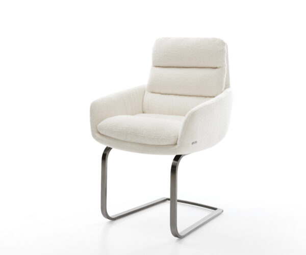 Konzolová jedálenská stolička Abelia-Flex s opierkami bouclé mäkký béžová konzolová jedálenská stolička plochá grafitová