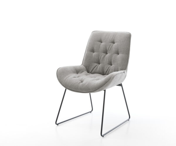 Jedálenská stolička Taimi-Flex štruktúrovaná látka mäkký sivá tenká podstava čierna