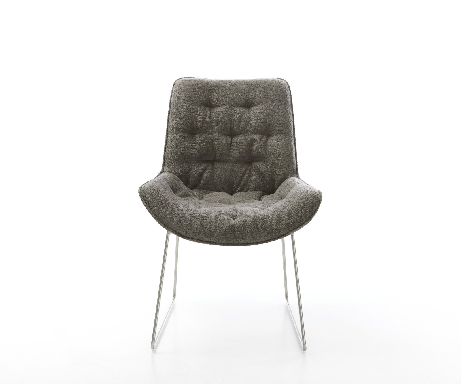 Jedálenská stolička Taimi-Flex bouclé mäkký tmavobéžová tenká podstava nerezová oceľ - Image 2