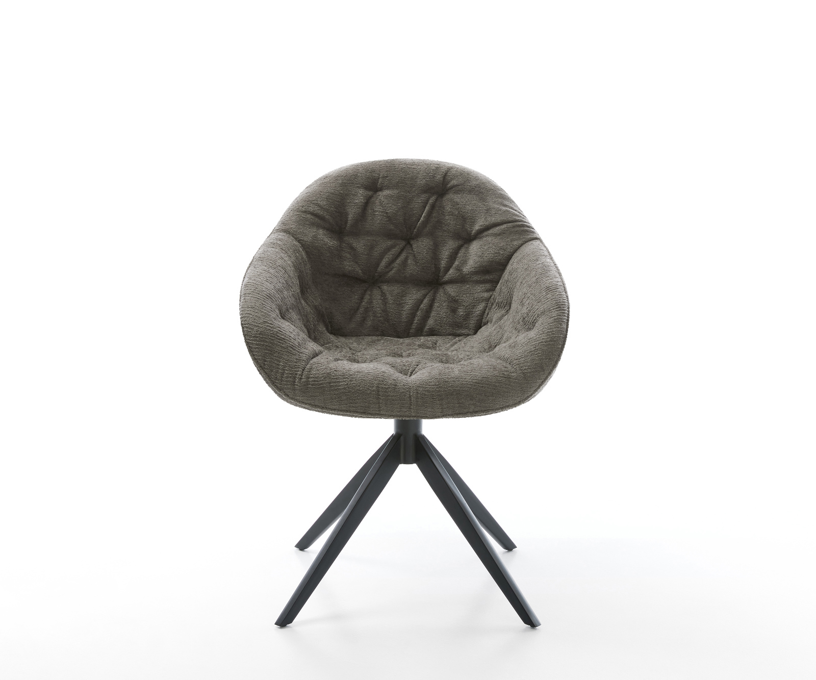 Jedálenská stolička Gaio-Flex bouclé mäkký tmavobéžová krížová podstava široká čierna 360° otočná hojdacia funkcia - Image 2