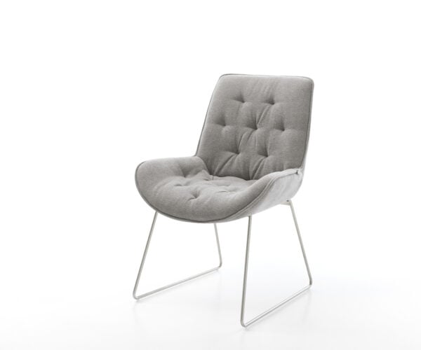 Jedálenská stolička Taimi-Flex texturovaná látka mäkký sivá tenká podstava nerezová oceľ