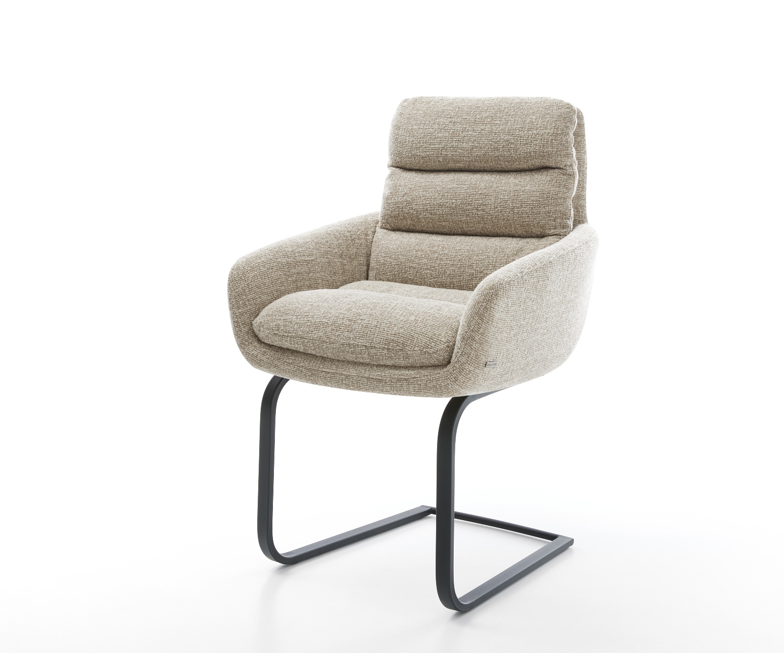 Jedálenská stolička Abelia-Flex s opierkami tkanina mäkká béžová konzolová podstava plochá čierna