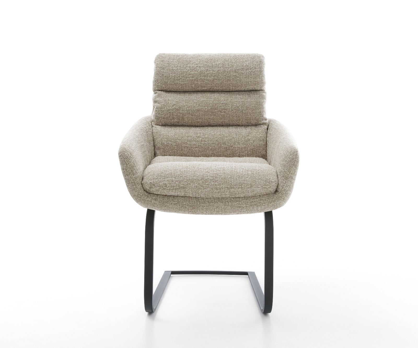 Jedálenská stolička Abelia-Flex s opierkami tkanina mäkká béžová konzolová podstava plochá čierna - Image 2