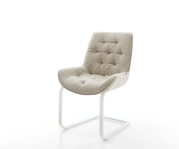 Konzolová jedálenská stolička Taimi-Flex tkanina mäkká béžová konzolová jedálenská stolička plochá biela