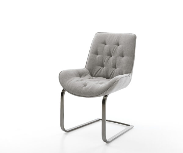 Konzolová jedálenská stolička Taimi-Flex texturovaná látka mäkká sivá konzolová jedálenská stolička plochá grafitová