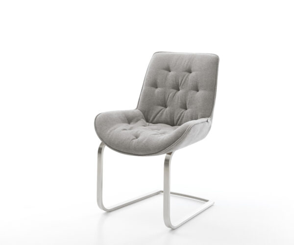 Konzolová jedálenská stolička Taimi-Flex texturovaná látka mäkký sivá konzolová jedálenská stolička plochý nerezová oceľ