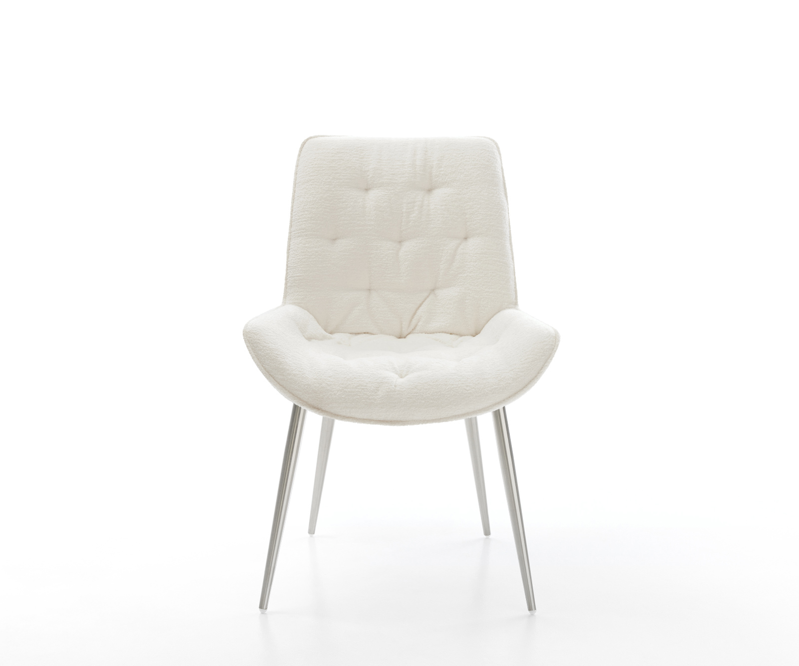 Jedálenská stolička Taimi-Flex bouclé mäkký béžová 4-nohá zúžená nerezová oceľ - Image 2