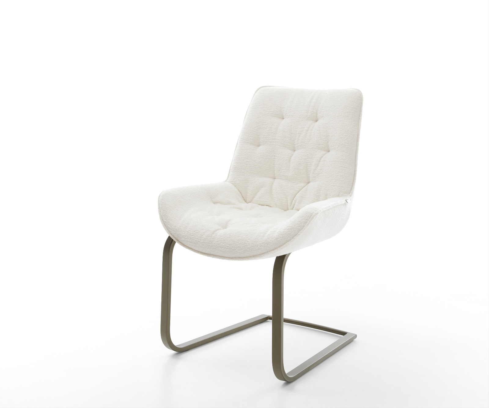 Konzolová jedálenská stolička Taimi-Flex bouclé mäkký béžová konzolová stolička plochý titánová farba