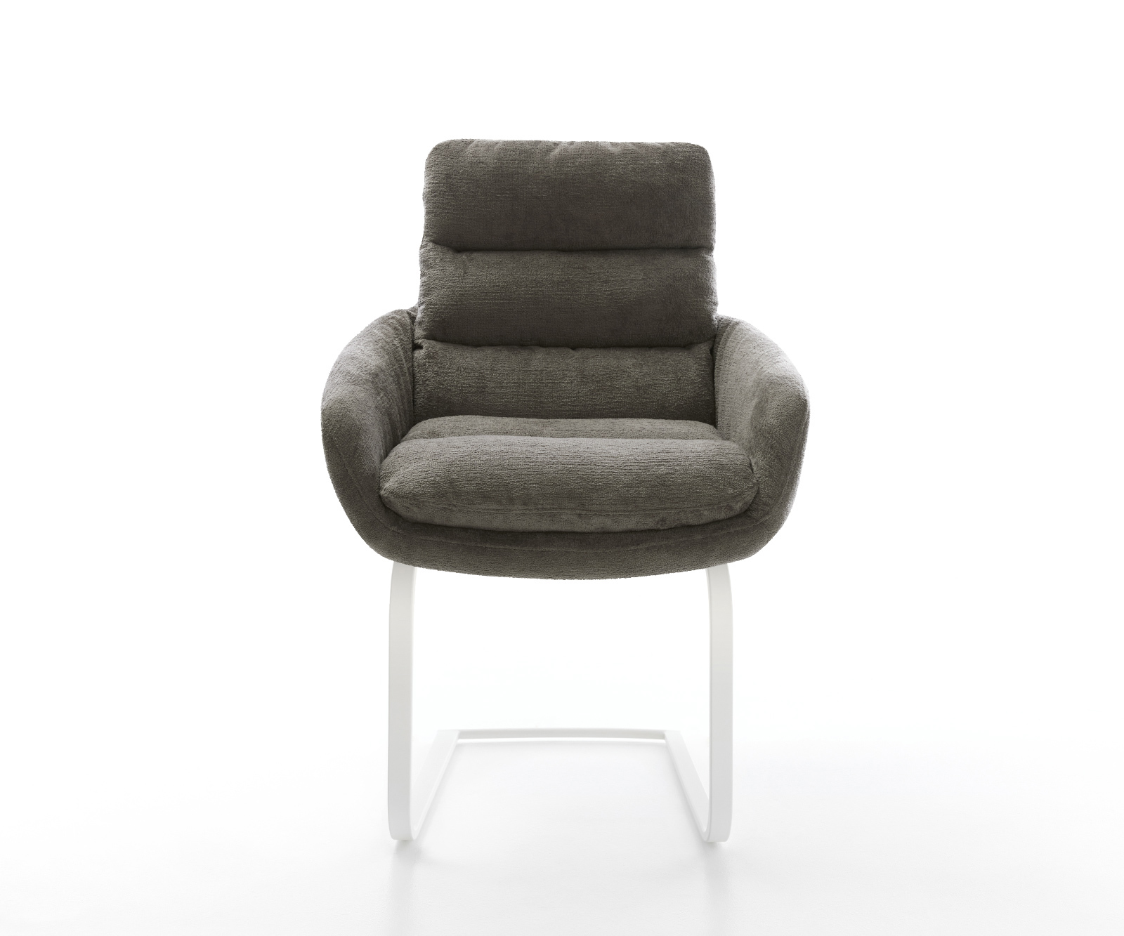 Konzolová jedálenská stolička Abelia-Flex s opierkami bouclé mäkký tmavobéžová konzolová jedálenská stolička plochá biela - Image 2