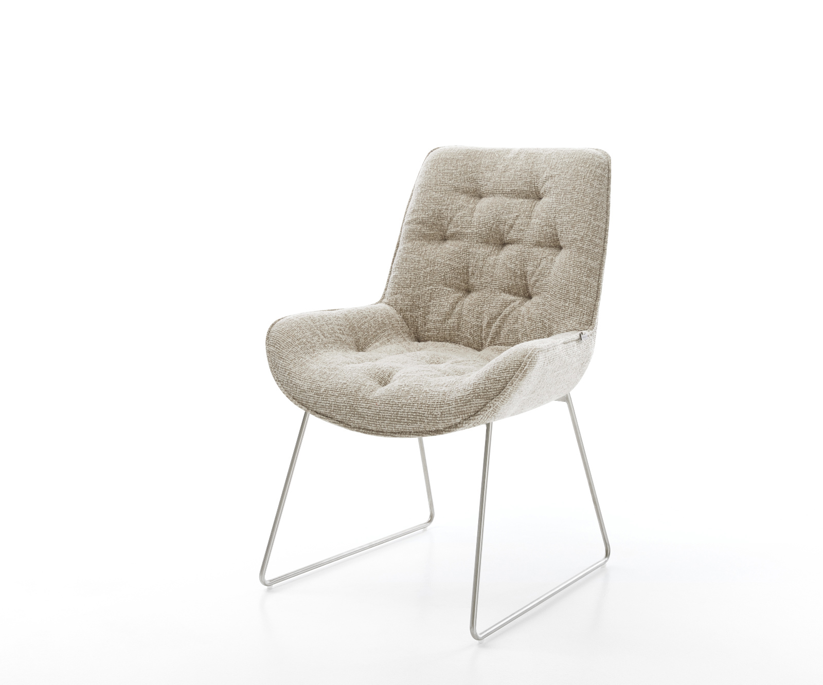 Jedálenská stolička Taimi-Flex tkanina mäkký béžová tenká podstava nerezová oceľ