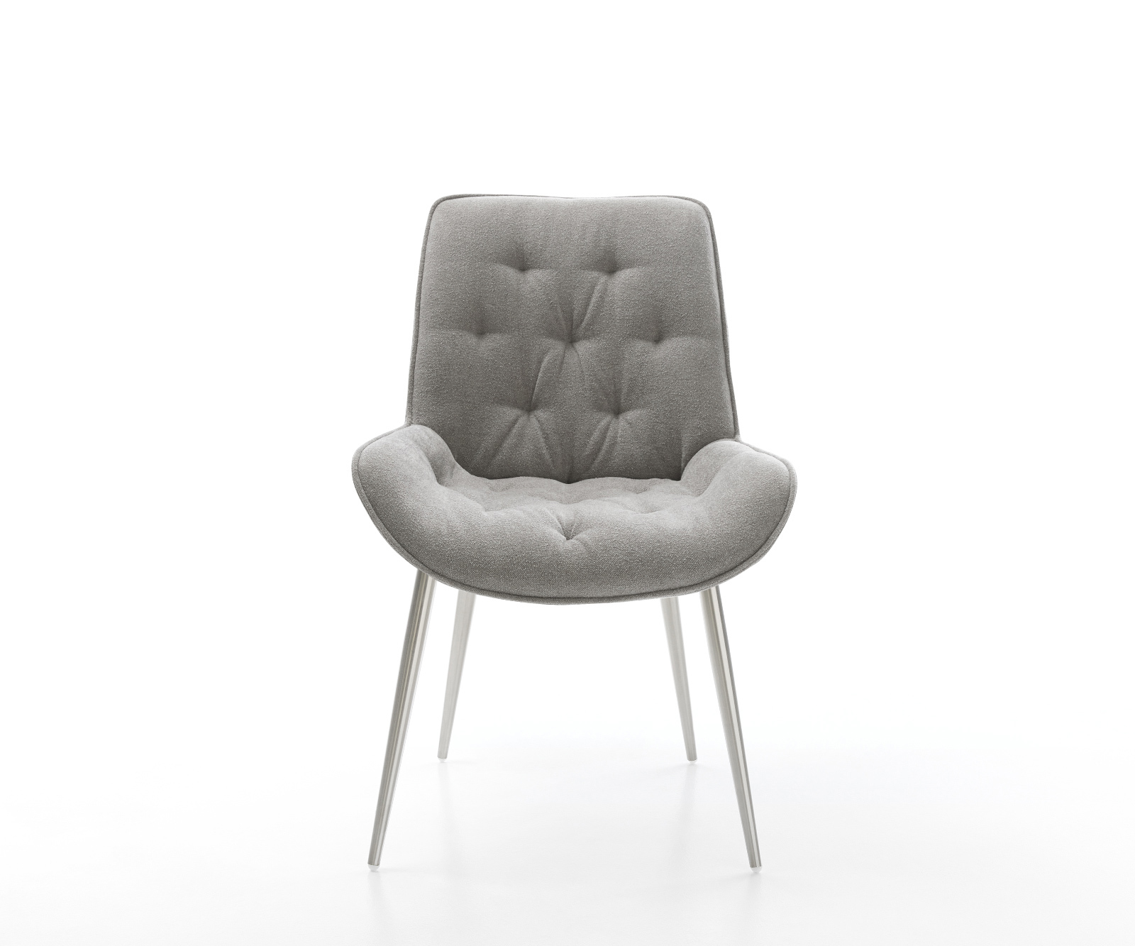 Jedálenská stolička Taimi-Flex texturovaná látka mäkký sivá 4-nohá zúžená nerezová oceľ - Image 2