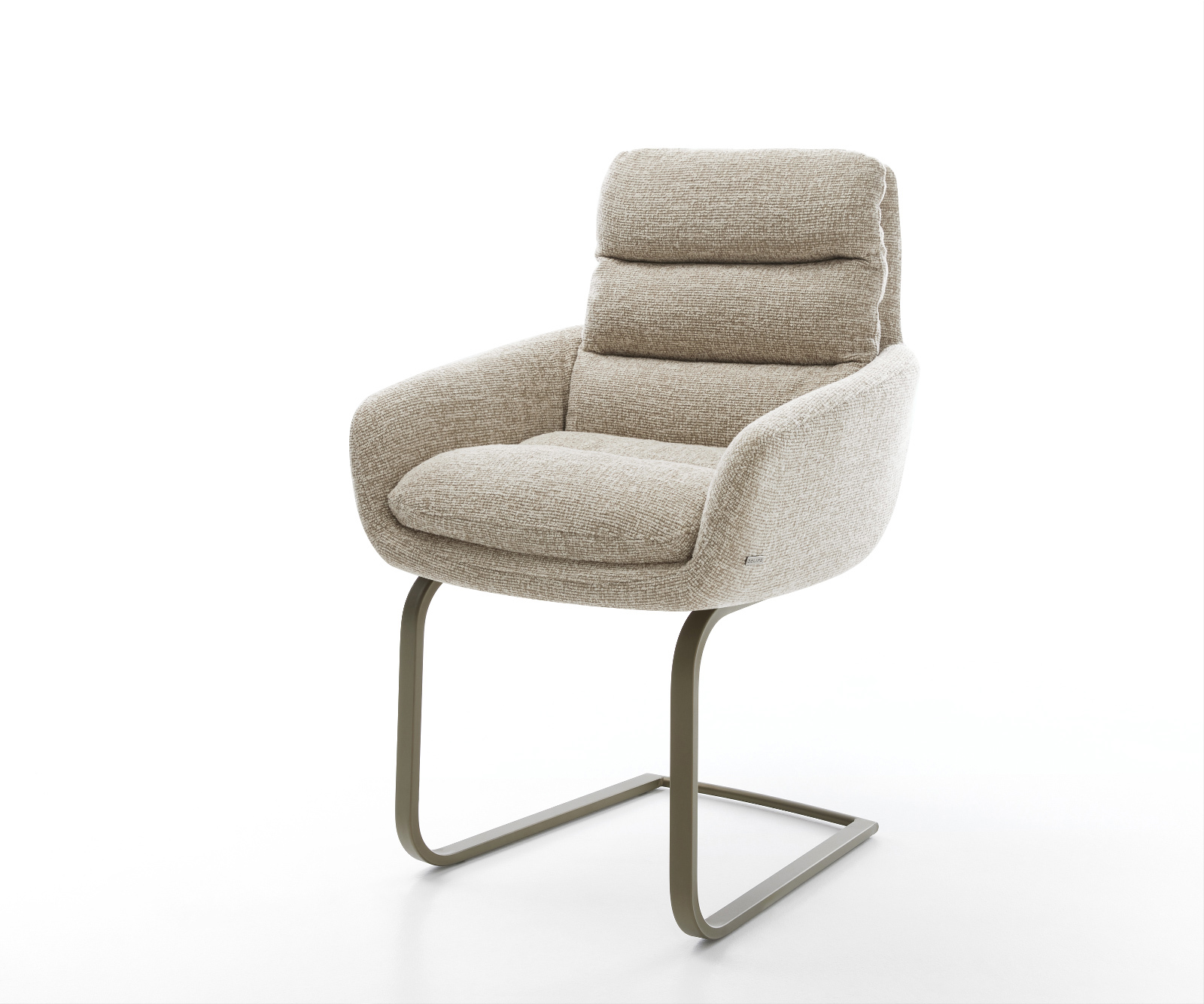 Jedálenská stolička Abelia-Flex s opierkami tkanina mäkká béžová konzolová podstava plochá Titánová farba